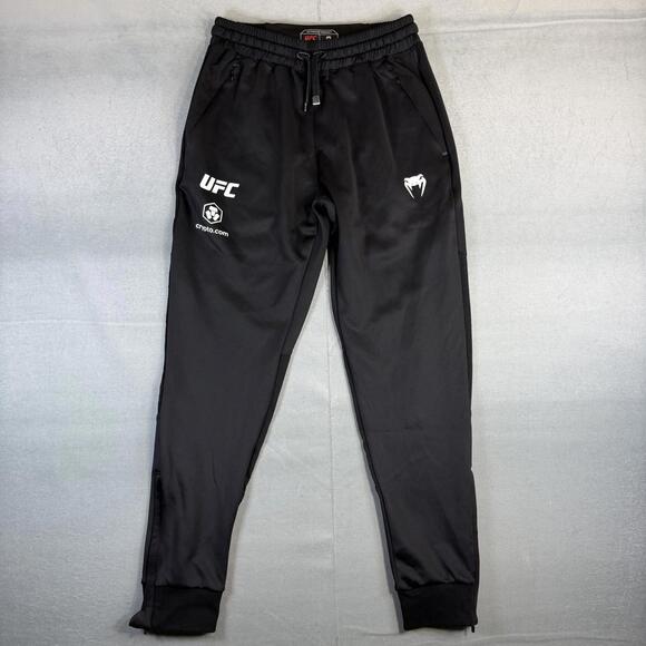 UFC Venum Jogger Sweatpants Mens Medium Black Zip Ankle Pockets Drawstrings - Picture 1 of 6